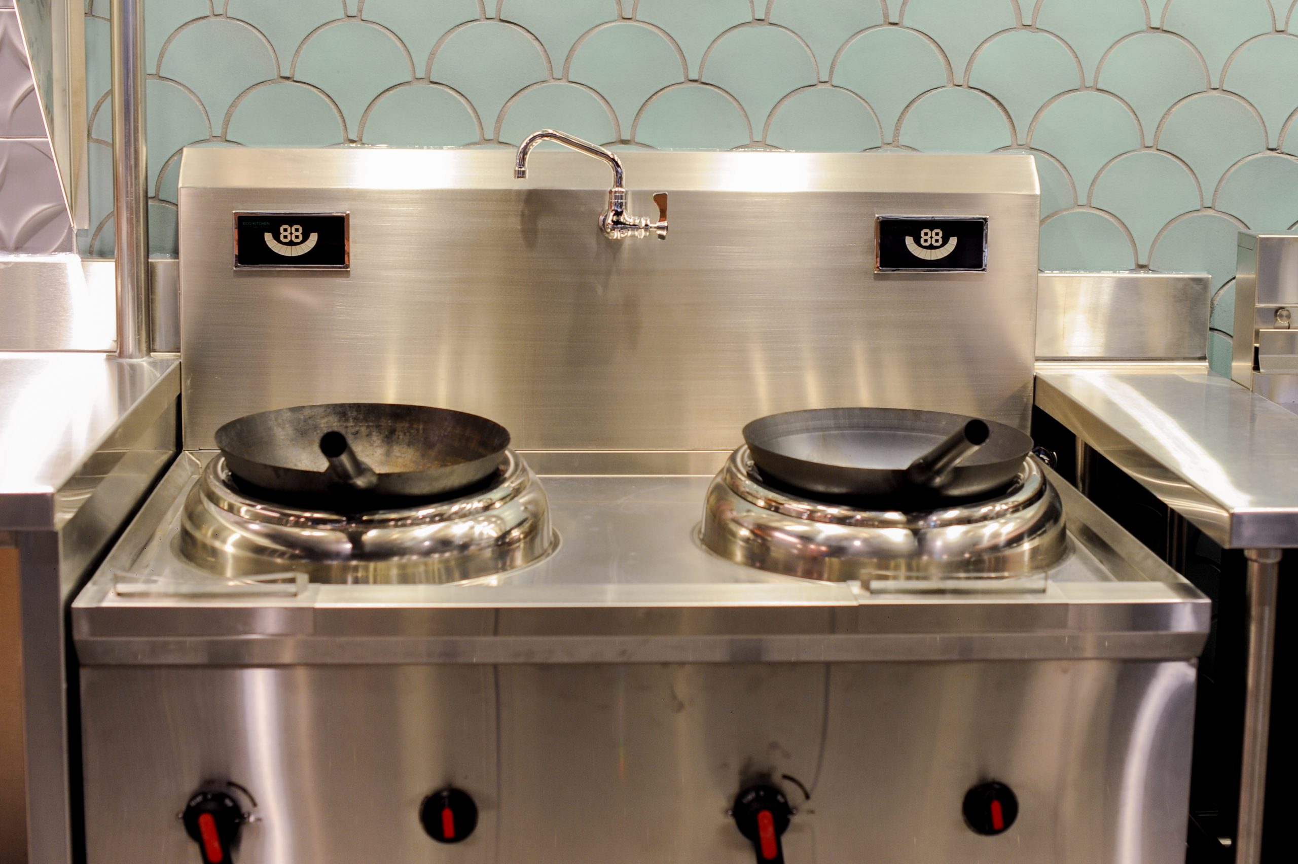 The electric woks in Microsoft's all-electric kitchen