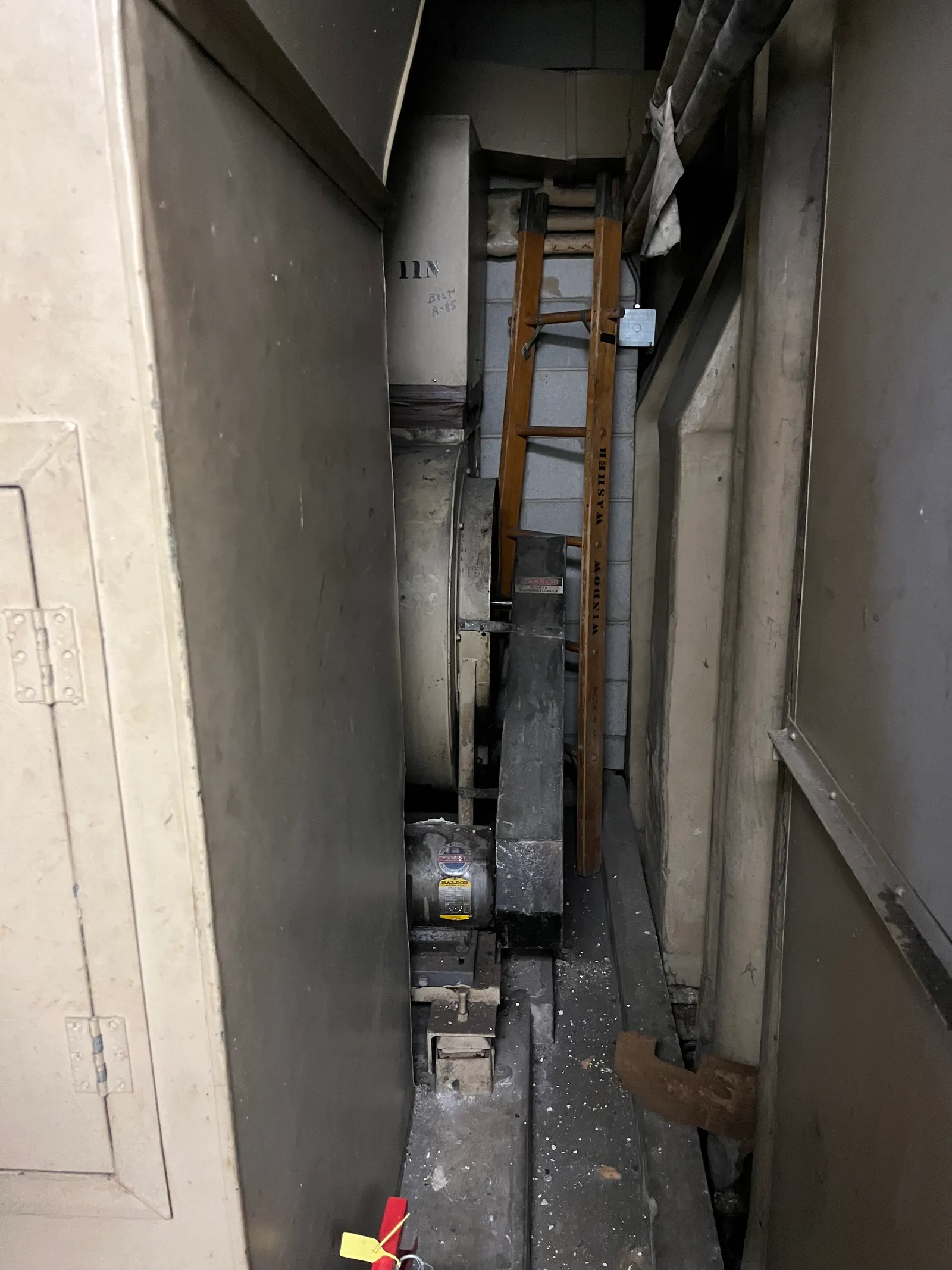 The maintenance area for the existing air handling units at University Hall at University of Illinois-Chicago.